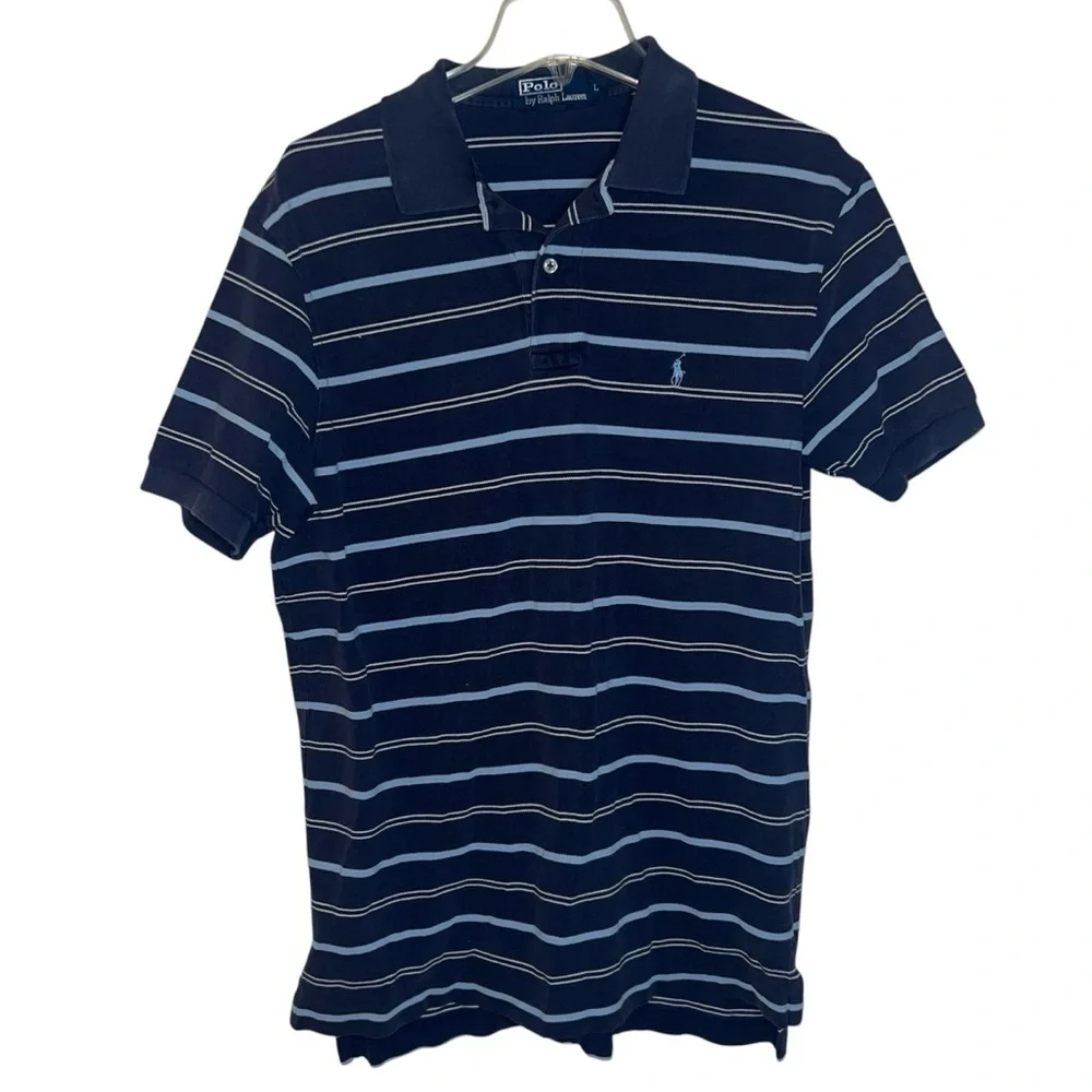Polo Ralph Lauren Blue Cotton Polo Shirt Size Large